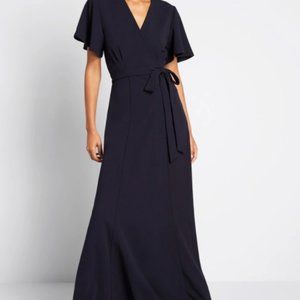 Hutch - Navy Short Sleeve Wrap Maxi Dress